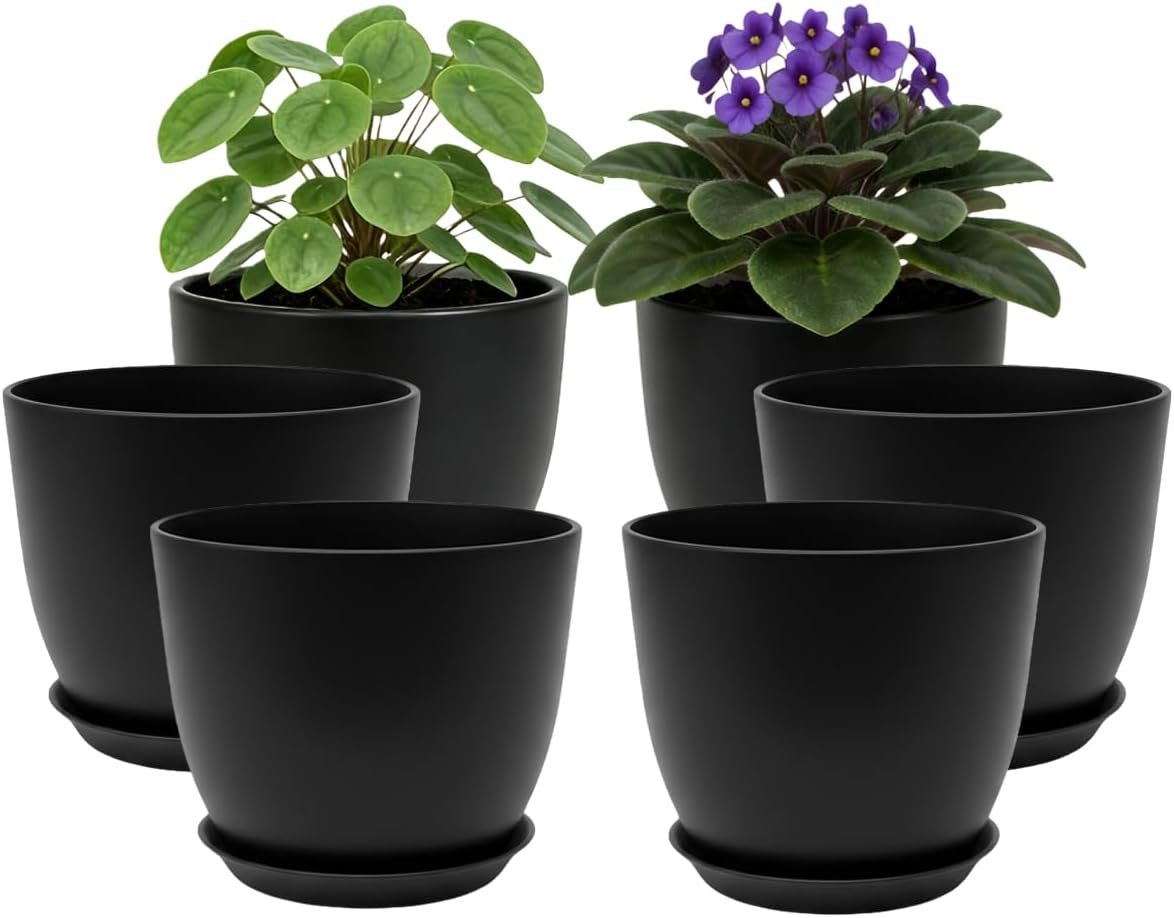Vanslogreen Plant Pots 8 Inch Set of 6 with Drainage Holes