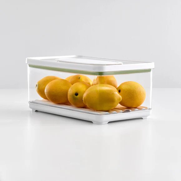 iDesign clear rectangular produce keeper with lemons