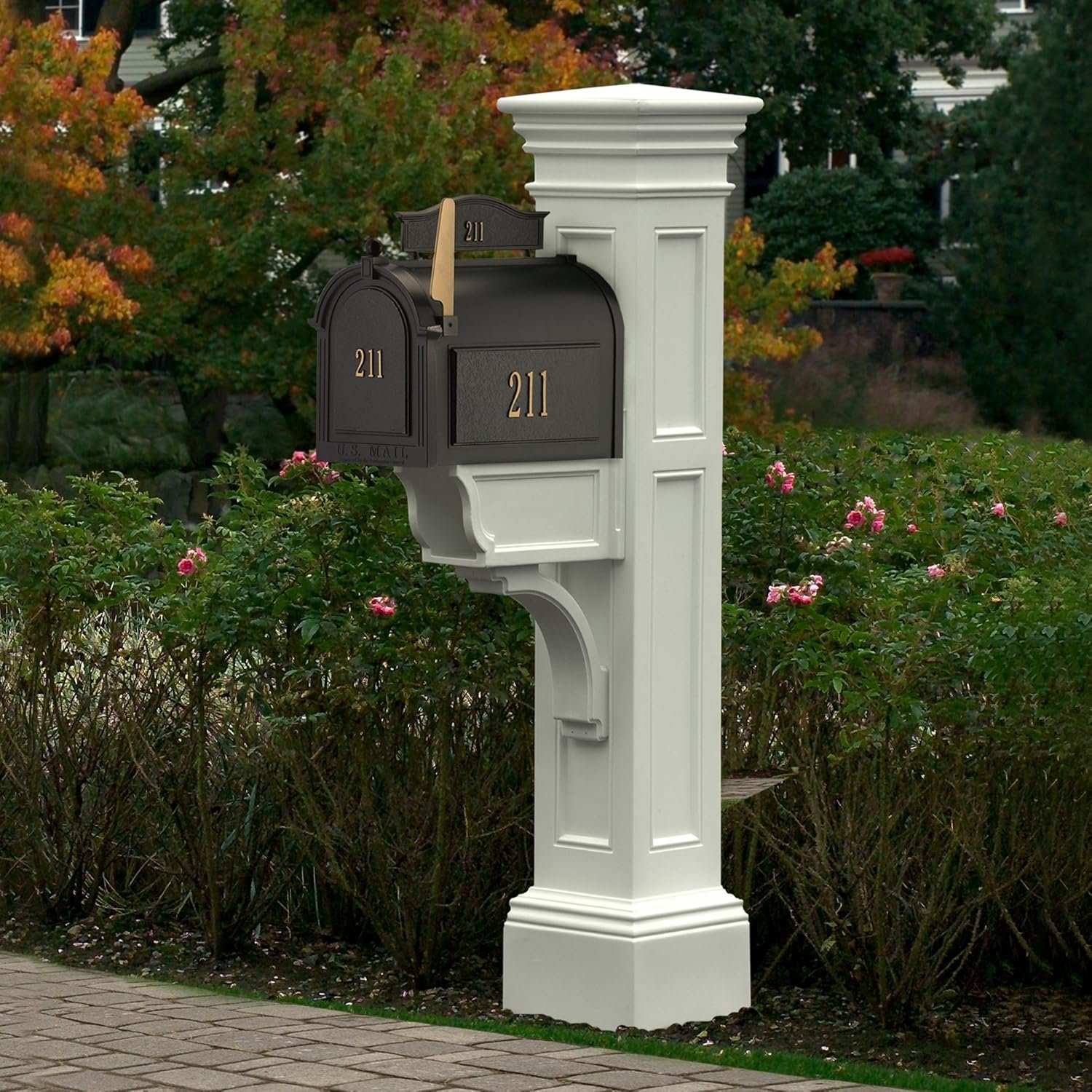 Mayne black double mailbox post