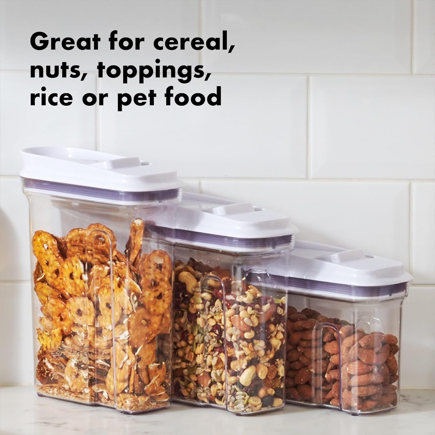 OXO POP cereal trio with snacks
